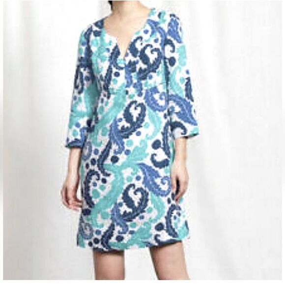 BODEN Classic tunic split neck 100% linen dress, style WW194, size 12L. - Picture 1 of 10